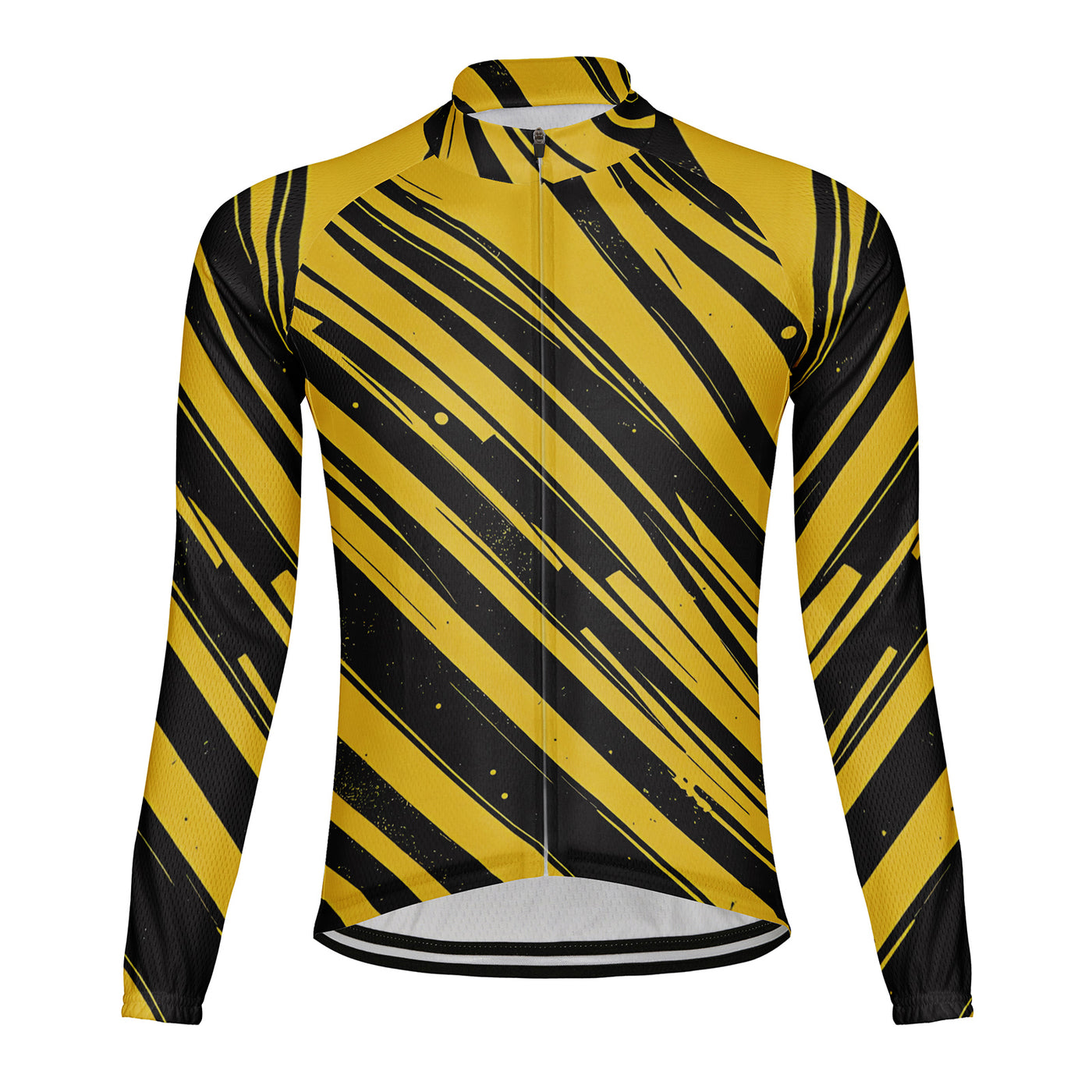 Customized Black and yellow color blocking Men's Winter Thermal Fleece Cycling Jersey Long Sleeve