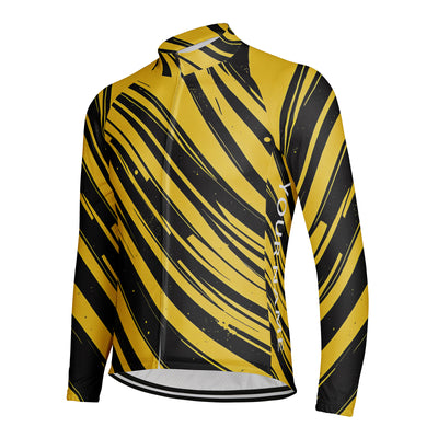 Customized Black and yellow color blocking Men's Cycling Jersey Long Sleeve