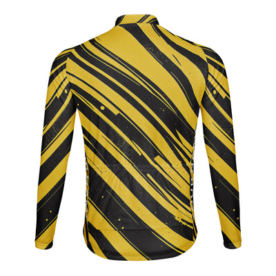 Customized Black and yellow color blocking Men's Cycling Jersey Long Sleeve