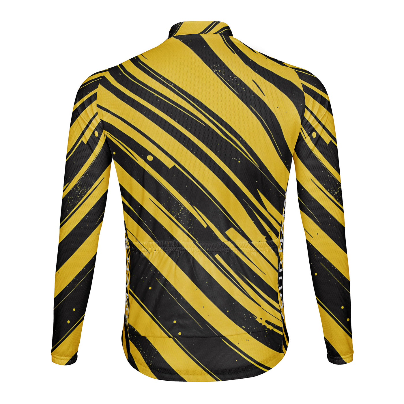 Customized Black and yellow color blocking Men's Winter Thermal Fleece Cycling Jersey Long Sleeve