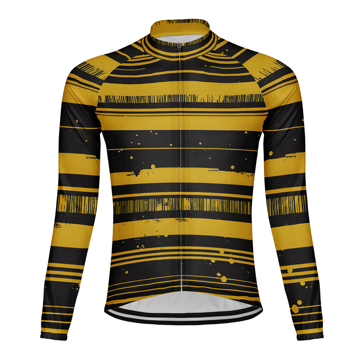 Customized Black and yellow color blocking Men's Cycling Jersey Long Sleeve