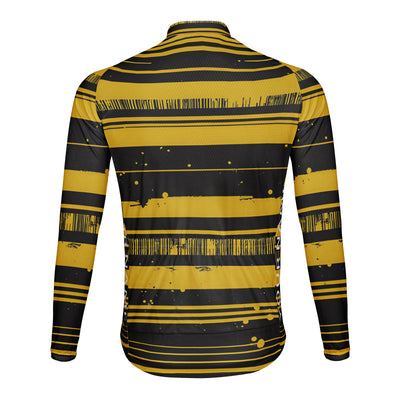 Customized Black and yellow color blocking Men's Winter Thermal Fleece Cycling Jersey Long Sleeve
