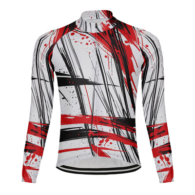 Customized Red Black Cross Color Collision Men's Cycling Jersey Long Sleeve
