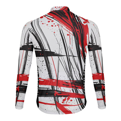 Customized Red Black Cross Color Collision Men's Cycling Jersey Long Sleeve