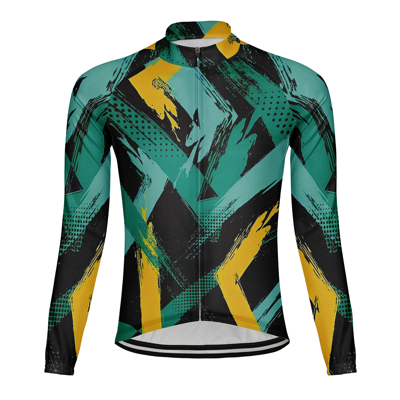 Customized Neon Yellow Green Men's Winter Thermal Fleece Cycling Jersey Long Sleeve