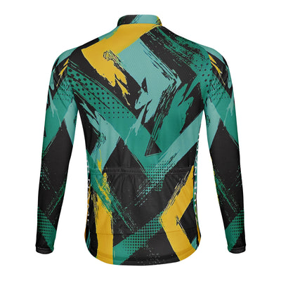 Customized Neon Yellow Green Men's Winter Thermal Fleece Cycling Jersey Long Sleeve
