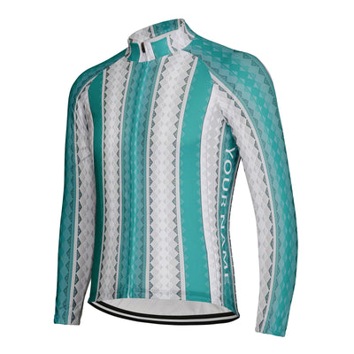 Customized Retro Stripes Men's Winter Thermal Fleece Cycling Jersey Long Sleeve