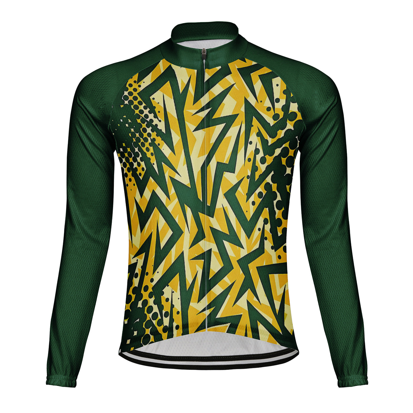 Customized Retro Radio Wave Men's Winter Thermal Fleece Cycling Jersey Long Sleeve
