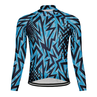 Customized Retro Radio Wave Men's Winter Thermal Fleece Cycling Jersey Long Sleeve