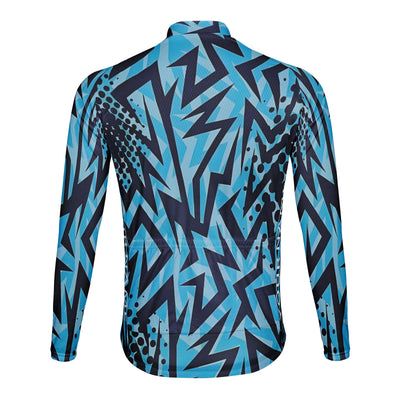 Customized Retro Radio Wave Men's Winter Thermal Fleece Cycling Jersey Long Sleeve