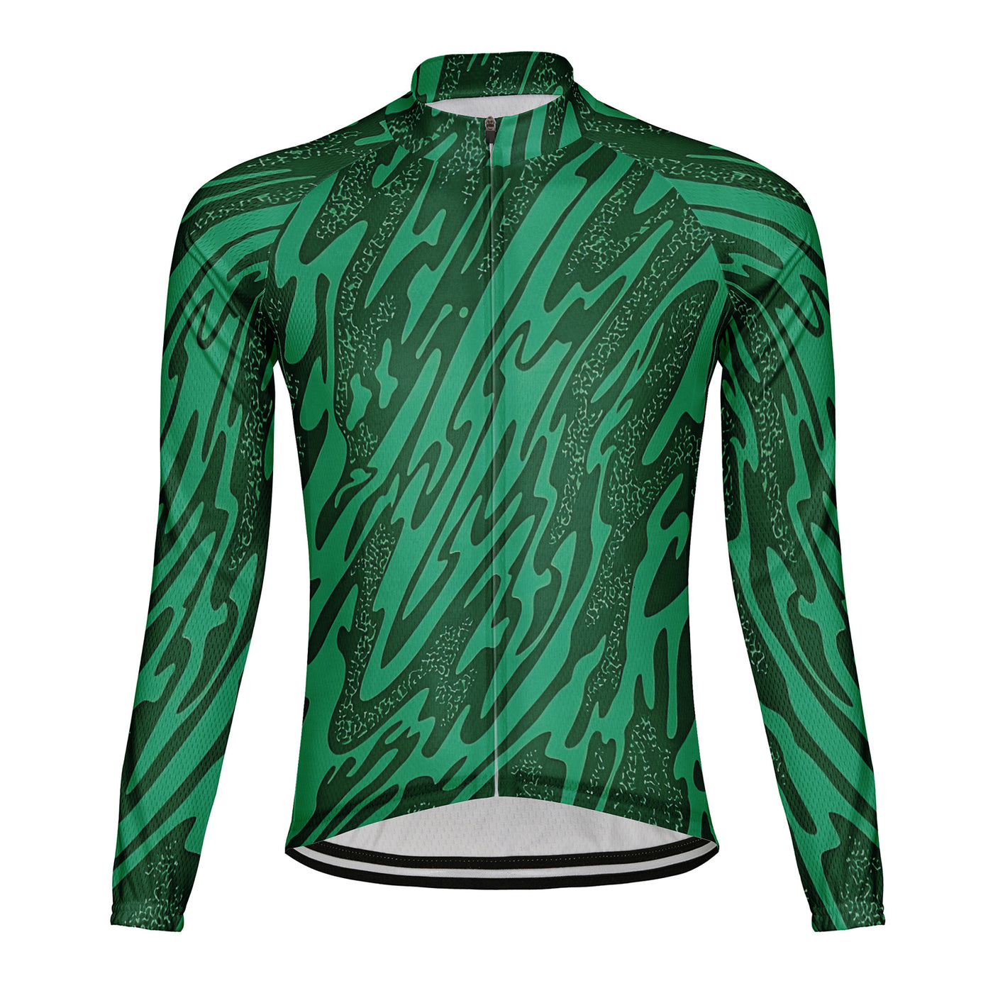 Customized Green Lake Men's Winter Thermal Fleece Cycling Jersey Long Sleeve