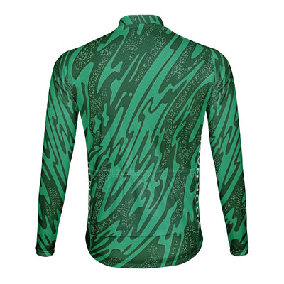 Customized Green Lake Men's Winter Thermal Fleece Cycling Jersey Long Sleeve