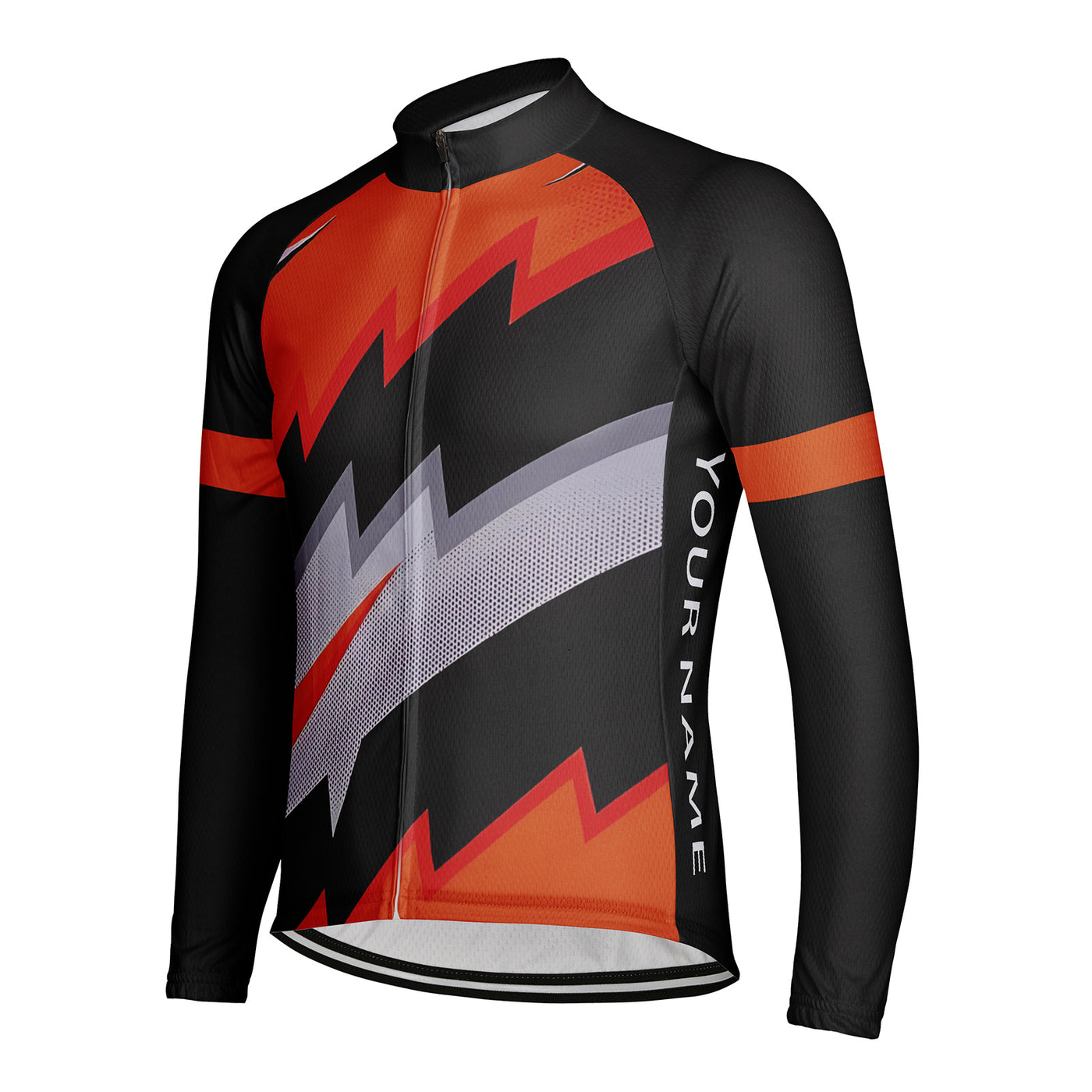 Customized thunder and lightning Men's Winter Thermal Fleece Cycling Jersey Long Sleeve