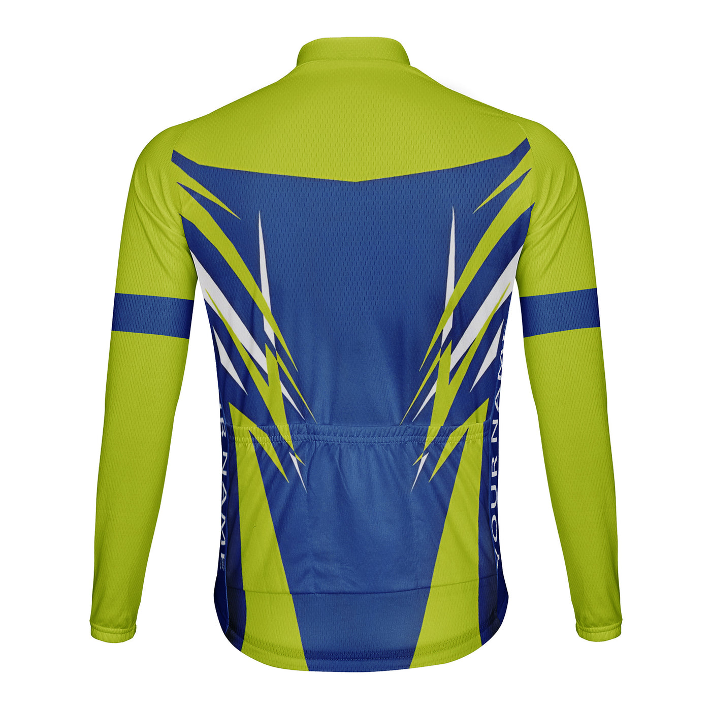 Customized Blue Green Dynamic Contrasting Color Men's Cycling Jersey Long Sleeve