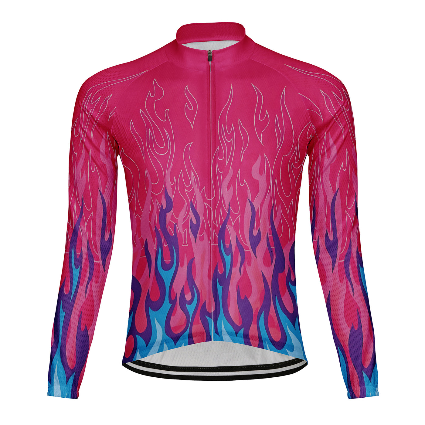 Customized Flame Men's Winter Thermal Fleece Cycling Jersey Long Sleeve