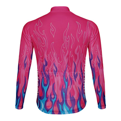 Customized Flame Men's Winter Thermal Fleece Cycling Jersey Long Sleeve