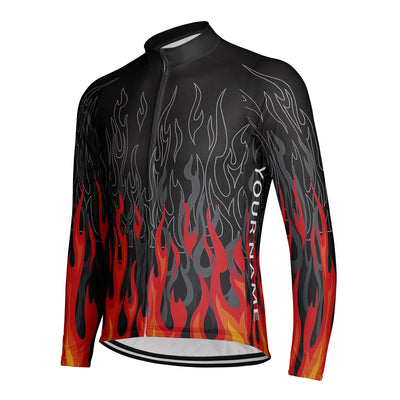 Customized Flame Men's Cycling Jersey Long Sleeve
