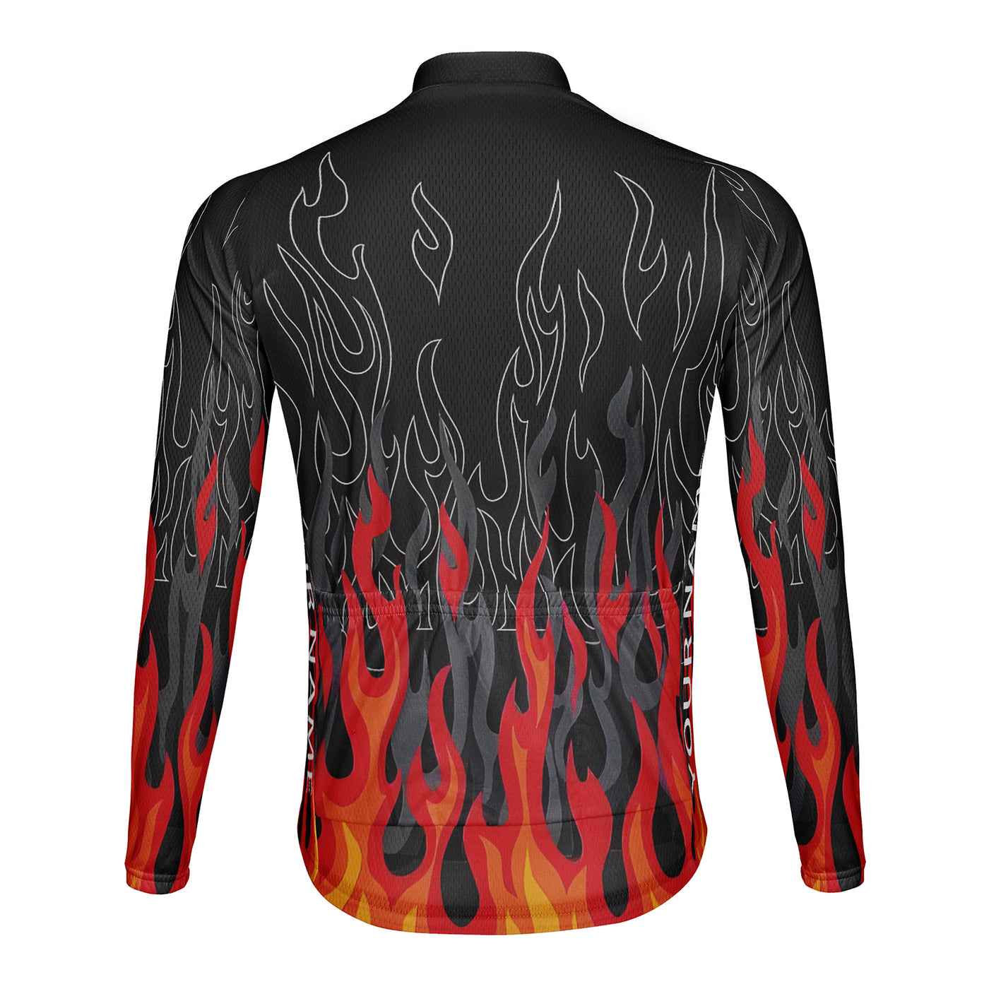 Customized Flame Men's Winter Thermal Fleece Cycling Jersey Long Sleeve