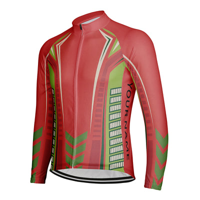 Customized Neon Contrasting Colors Men's Winter Thermal Fleece Cycling Jersey Long Sleeve