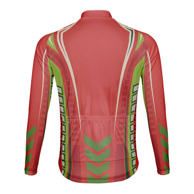 Customized Neon Contrasting Colors Men's Winter Thermal Fleece Cycling Jersey Long Sleeve