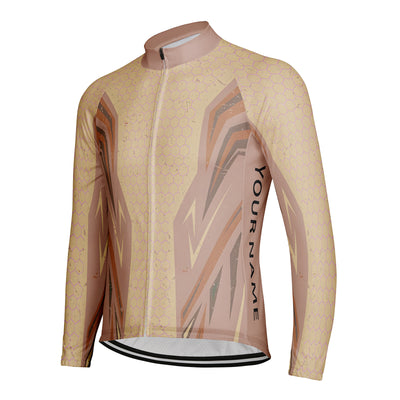 Customized Warm Brown Honeycomb Men's Cycling Jersey Long Sleeve