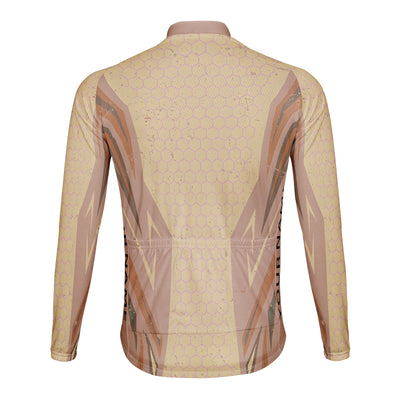 Customized Warm Brown Honeycomb Men's Cycling Jersey Long Sleeve