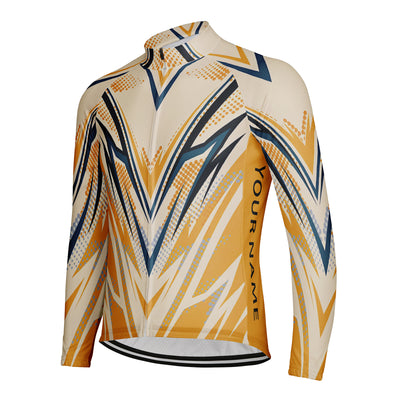 Customized V-Shaped Arrow Men's Winter Thermal Fleece Cycling Jersey Long Sleeve