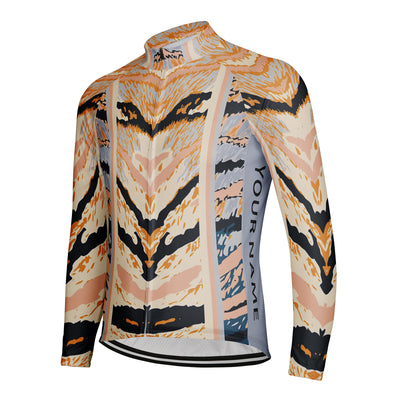 Customized Cat Pattern Men's Winter Thermal Fleece Cycling Jersey Long Sleeve