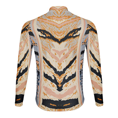 Customized Cat Pattern Men's Winter Thermal Fleece Cycling Jersey Long Sleeve