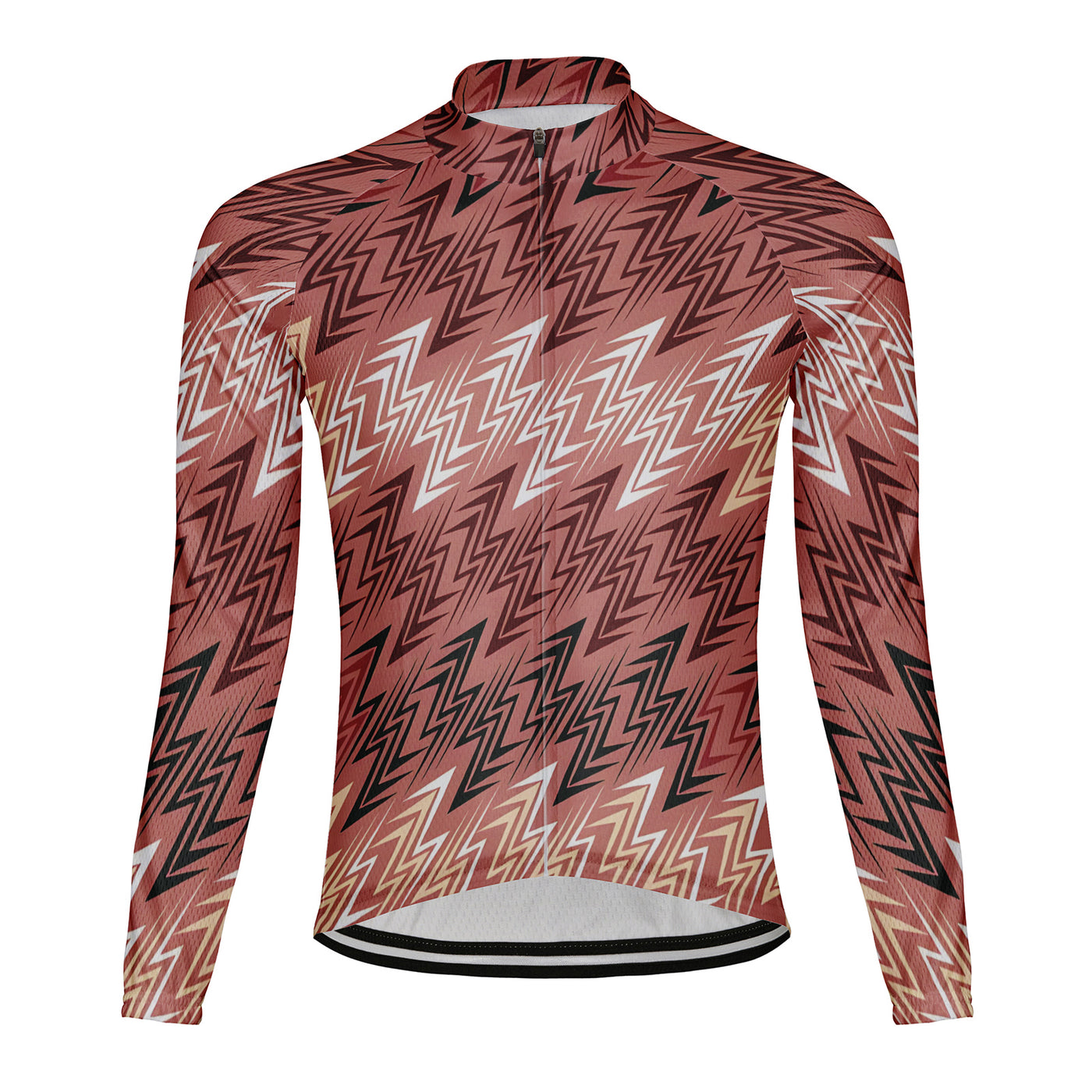 Customized Red Brown Lightning Phantom Men's Cycling Jersey Long Sleeve
