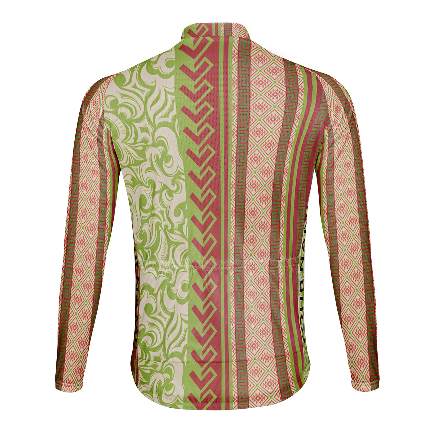 Customized Geometric Ornamentation Of Rolled Grass Men's Cycling Jersey Long Sleeve