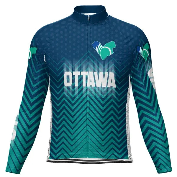 Customized Ottawa Men's Winter Thermal Fleece Cycling Jersey Long Sleeve