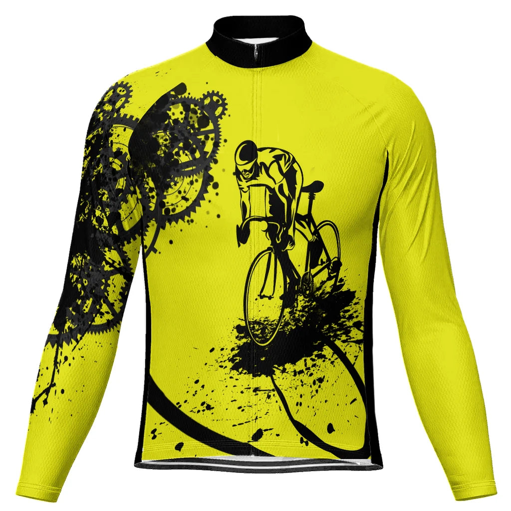 Customized Yellow Men's Cycling Jersey Long Sleeve
