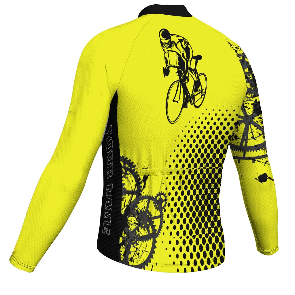 Customized Yellow Men's Cycling Jersey Long Sleeve
