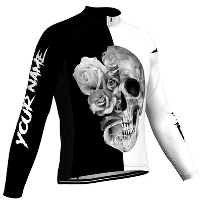 Customized Skull Men's Winter Thermal Fleece Cycling Jersey Long Sleeve