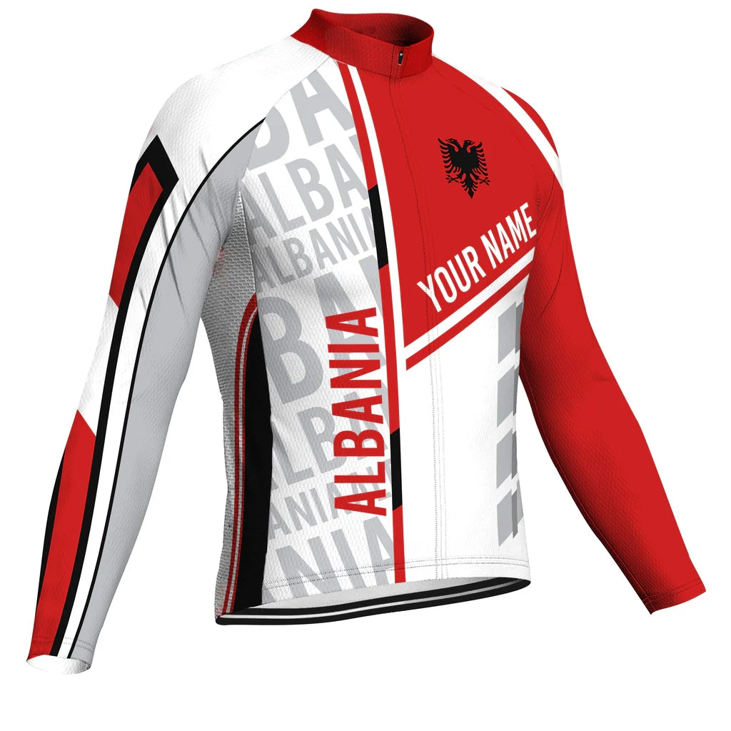 Customized Albania Men's Cycling Jersey Long Sleeve