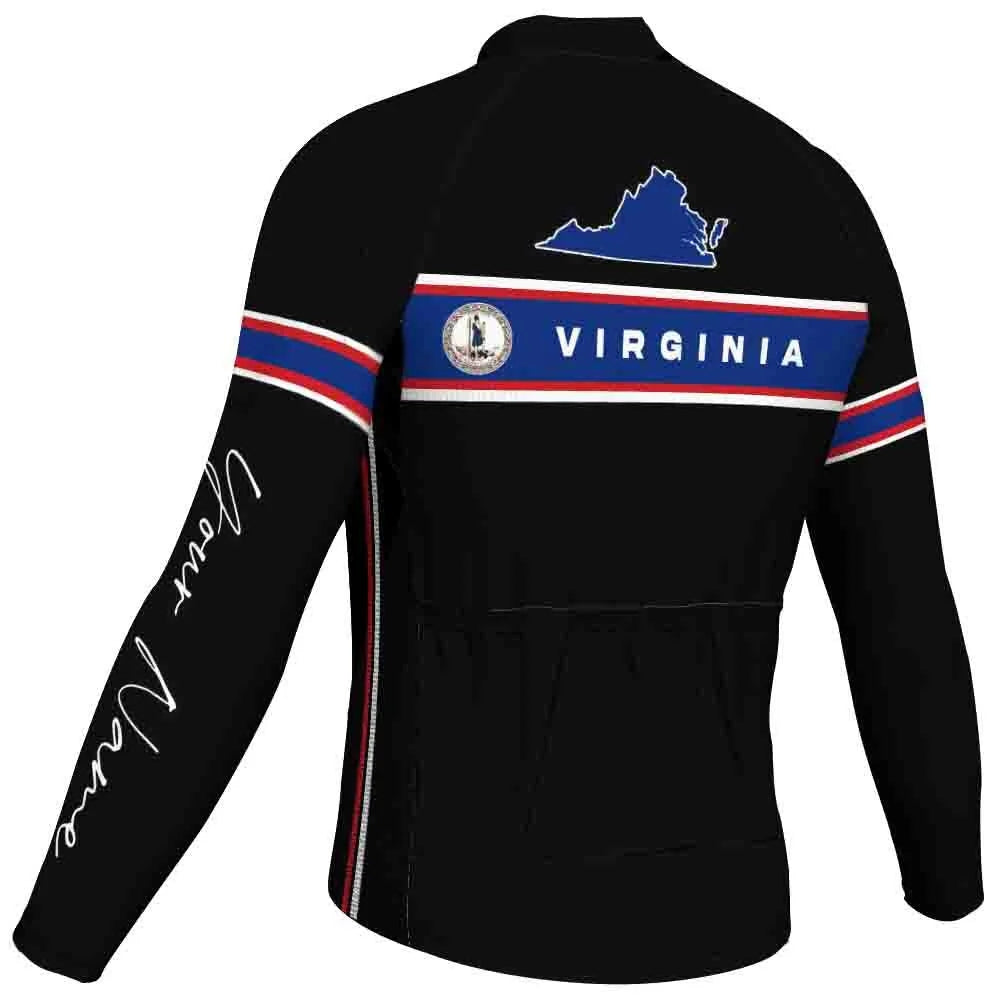 Customized Virginia Men's Winter Thermal Fleece Cycling Jersey Long Sleeve
