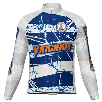 Customized Virginia Men's Winter Thermal Fleece Cycling Jersey Long Sleeve