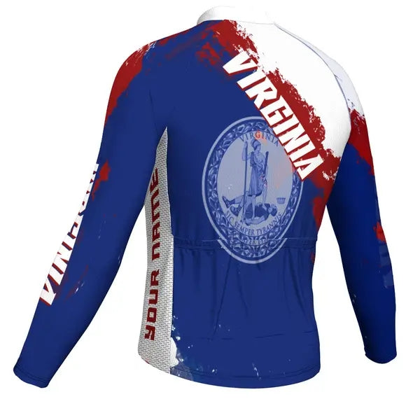 Customized Virginia Men's Winter Thermal Fleece Cycling Jersey Long Sleeve
