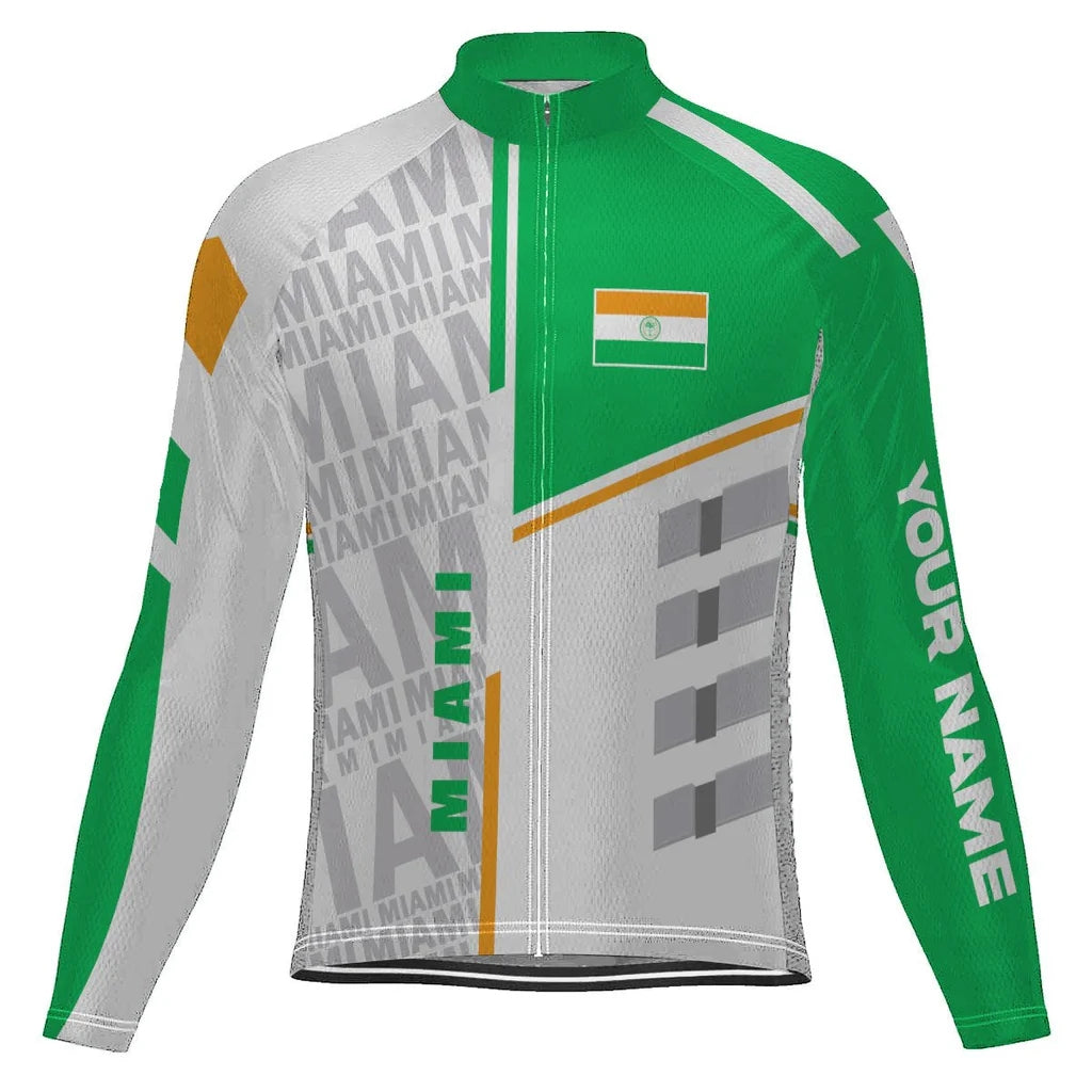 Customized Miami Men's Winter Thermal Fleece Cycling Jersey Long Sleeve