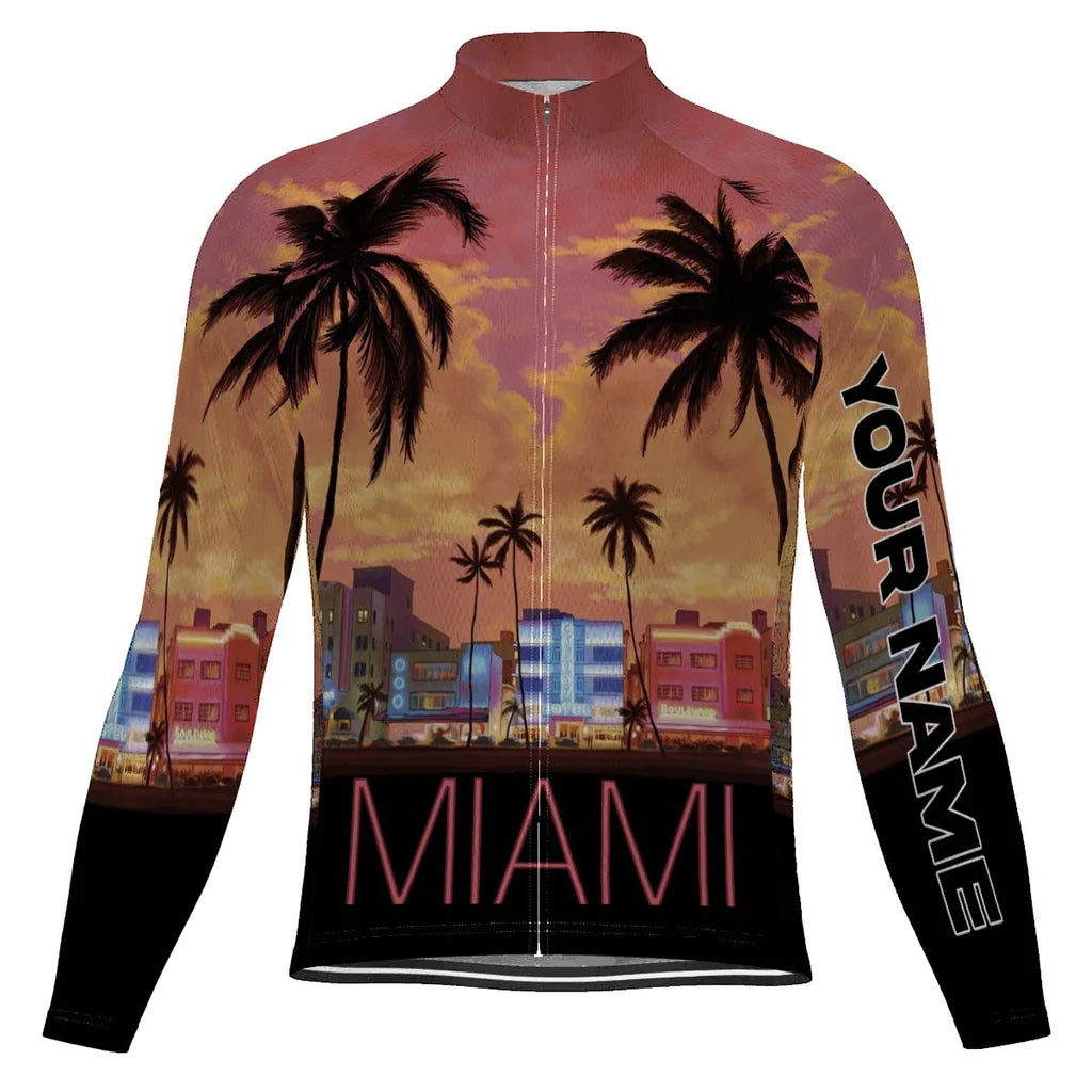 Customized Miami Men's Winter Thermal Fleece Cycling Jersey Long Sleeve