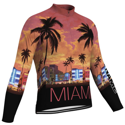 Customized Miami Men's Winter Thermal Fleece Cycling Jersey Long Sleeve