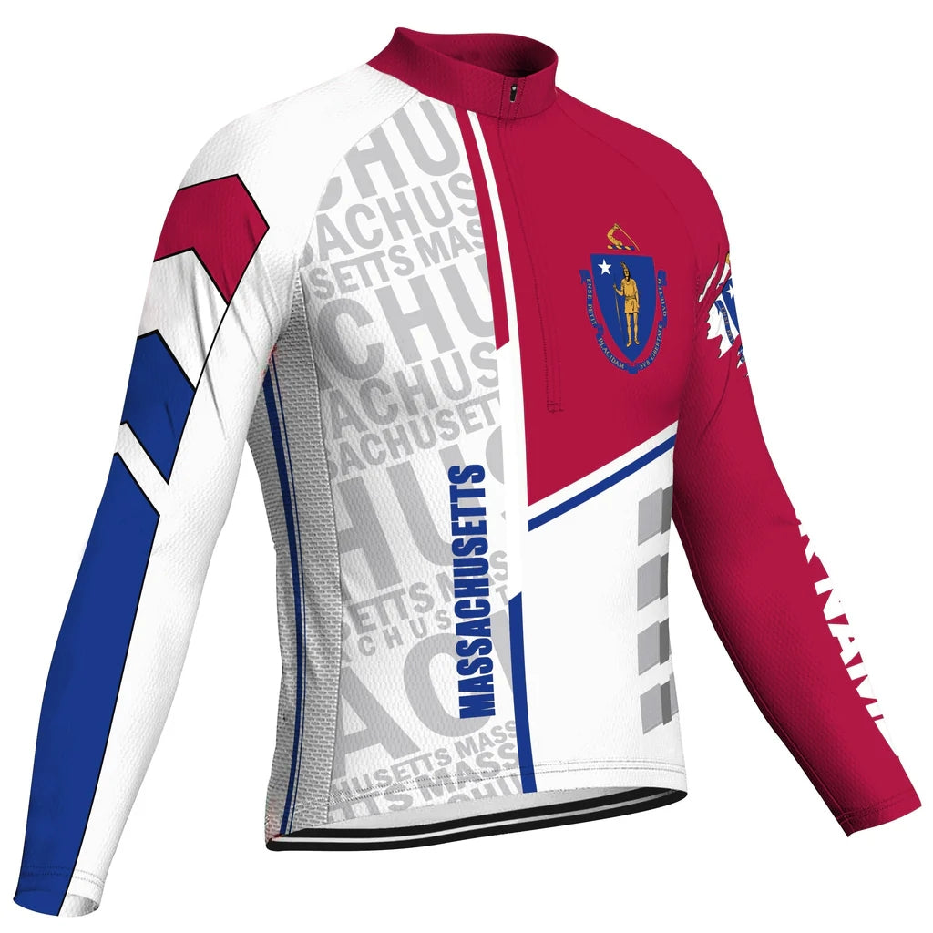Customize Massachusetts Men's Cycling Jersey Long Sleeve