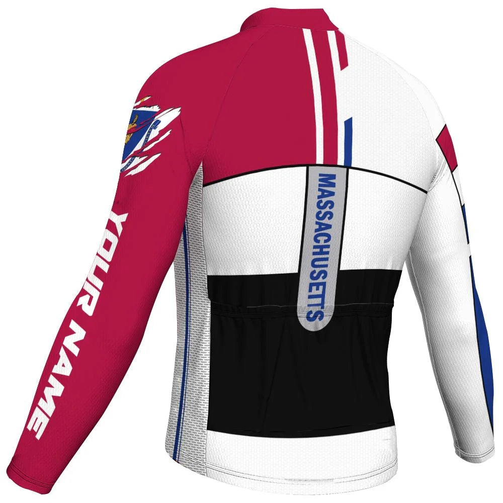 Customize Massachusetts Men's Cycling Jersey Long Sleeve