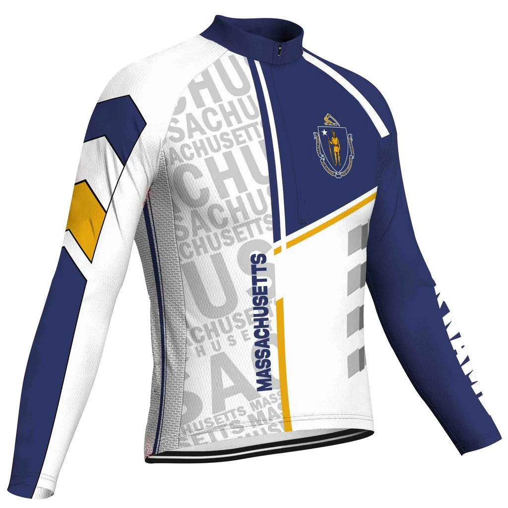 Customize Massachusetts Men's Cycling Jersey Long Sleeve