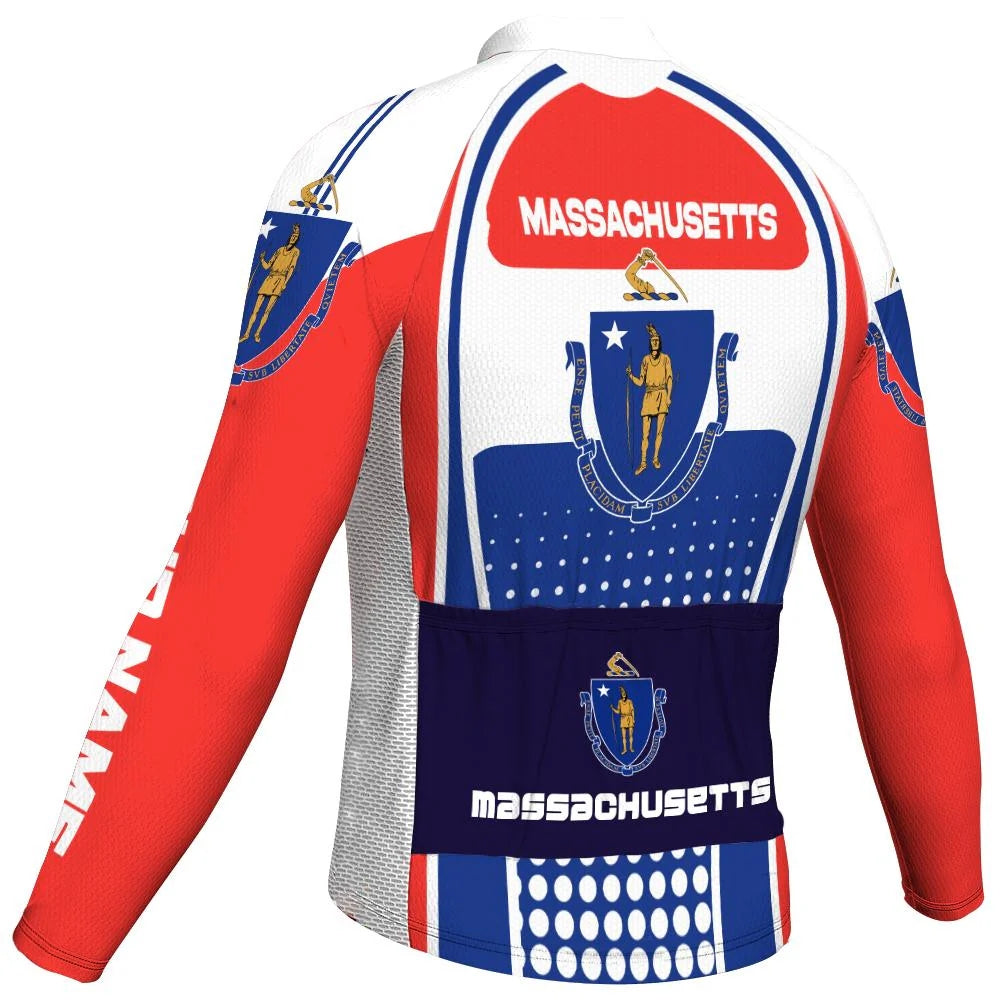 Customize Massachusetts Men's Cycling Jersey Long Sleeve