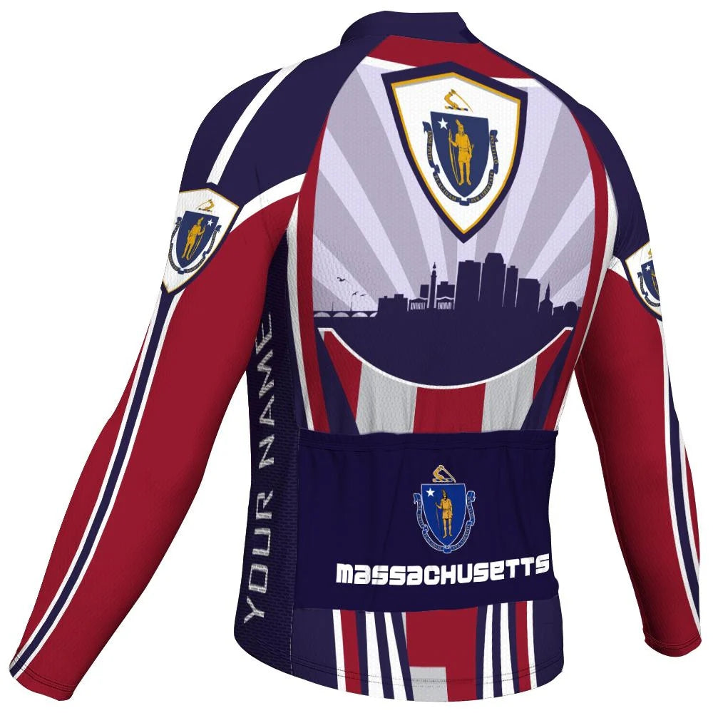 Customize Massachusetts Men's Cycling Jersey Long Sleeve