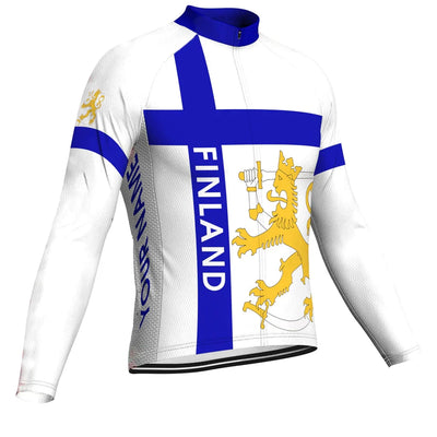 Customized Finland Men's Winter Thermal Fleece Cycling Jersey Long Sleeve