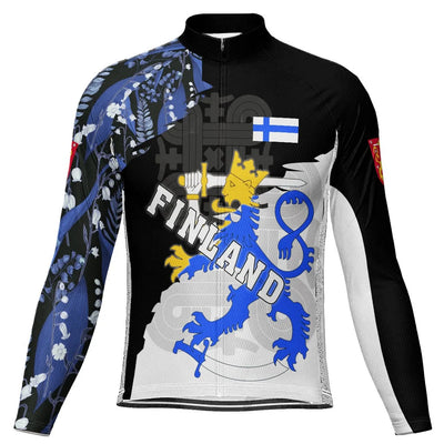 Customized Finland Men's Winter Thermal Fleece Cycling Jersey Long Sleeve