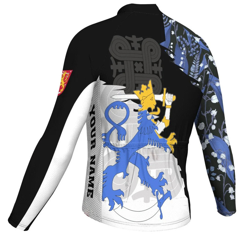 Customized Finland Men's Winter Thermal Fleece Cycling Jersey Long Sleeve